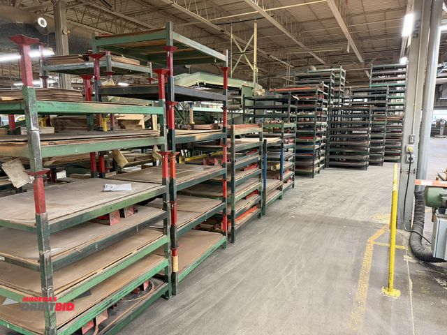 Lot 1-16746 - Lot of approx. (135) stackable steel racks, 36" width x 9" height x 48" depth, with contents includi...