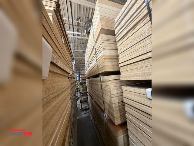 Lot 1-17162 - Lot of 4' x 8' sheets of particle board, includes (58) sheets of 3/4" thick x 4' x 8' white ash, (7)...