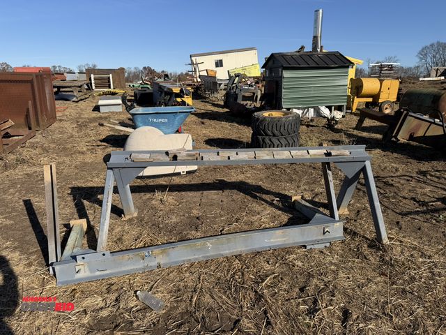 Lot 1-2934 - Set of steel saw horses, approx. 86" long x 6" wide x 29" tall.