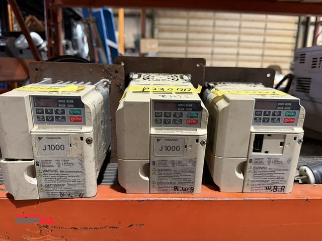 Lot 1-18573 - Lot of (3) Yaskawa, model J1000,  variable speed drives.  Marked as crooked.