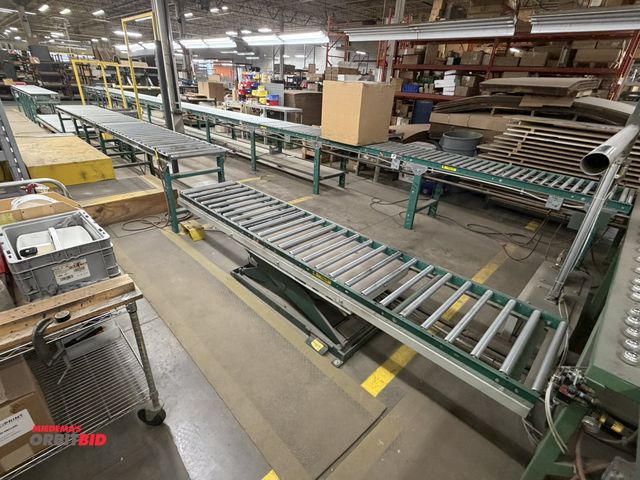 Lot 1-17490 - (1) Southworth electric over hydraulic lift table with custom built 115" roller conveyor table, 24" ...