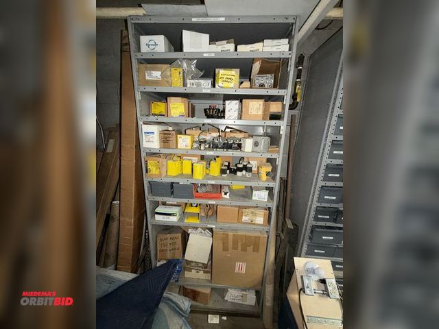 Lot 1-16735 - (1) 37" width x 87" height x 18" depth steel shelving unit with contents, including various replacem...