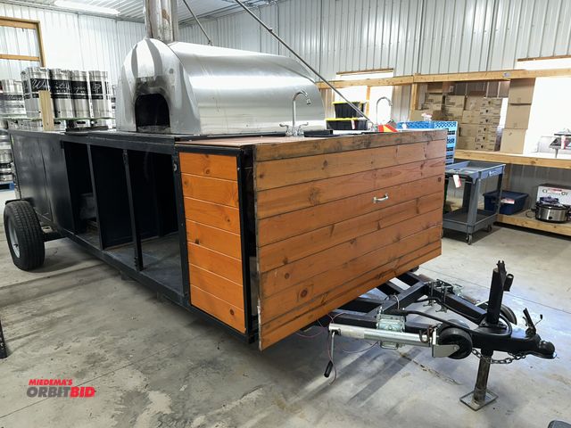 Lot 1-14634 - (1) custom built 15', single axle trailer with wood fired pizza oven, includes H/C water systems and...
