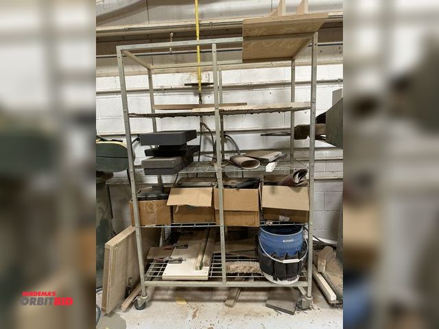 Lot 1-16783 - (1) 48" width x 73" height x 21.5" depth steel cart with contents, includes (1) Kobalt bucket tool c...