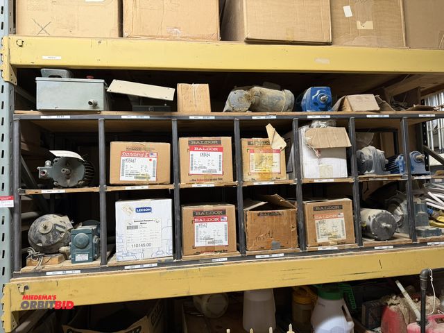 Lot 1-16992 - (1) 8' width x 30" height x 39" depth steel rack with contents of assorted new and used electric mot...