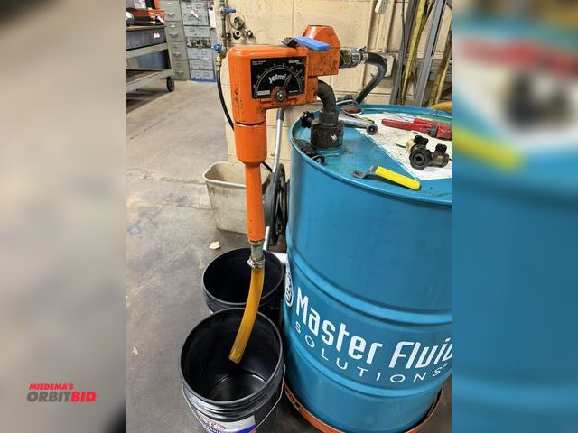 Lot 1-12559 - (1) Blaser Jet Mix 55-gallon drum pump with gauge and valve, drum not included.