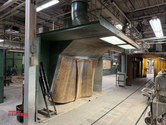 Lot 1-17266 - (1) Small lacquer booth, approx. 13' length x 8' height booth with filters, overhead lights, and dia...