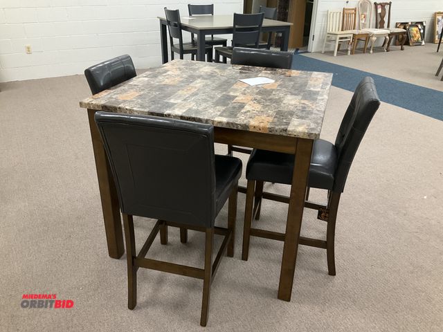 Lot 1-17267 - Dining room table set with four upholstered chairs, table measures approximately 36” Hx42”Wx42”D