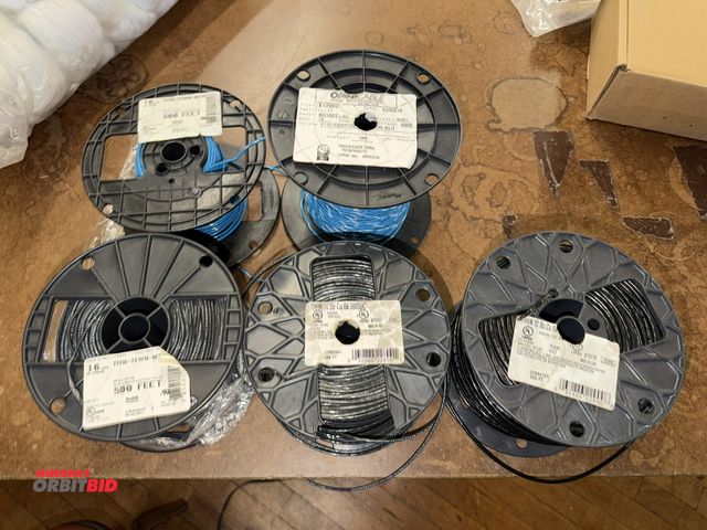 Lot 1-4768 - (1) 500' spool of 16 gauge, 26 strand wire, (2) partial 16 gauge, 26 strand spools, (1) partial 500'...