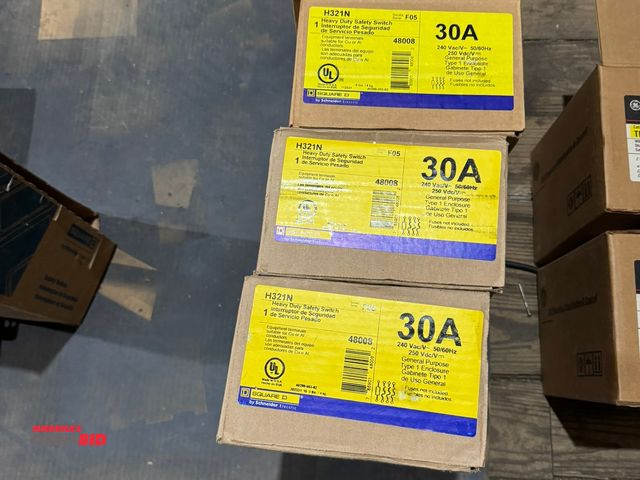 Lot 1-4398 - Lot of (4) Square-D heavy, item #H321N, heavy duty safety switches, 30 amp, 240 VAC.