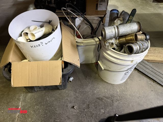 Lot 1-18535 - (3) buckets of assorted PVC, brass, and other pipe fittings.