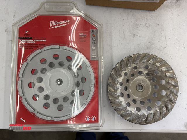 Lot 1-6176 - (1) New Milwaukee, Cat #49-93-7720, 7" Diamond Premium cut wheel, and (1) used 7" Diamond Premium cu...