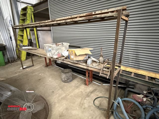 Lot 1-1480 - (1) custom built 153.5" length x 76" height x 19.5" depth steel, 2-tier rack with contents, includin...
