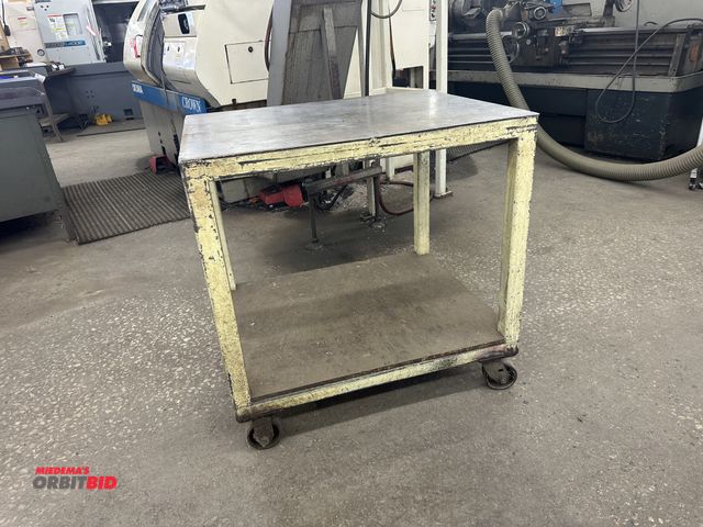 Lot 1-2414 - (1) Rolling 2 tier steel cart,  34"W x 34"H x 28"D