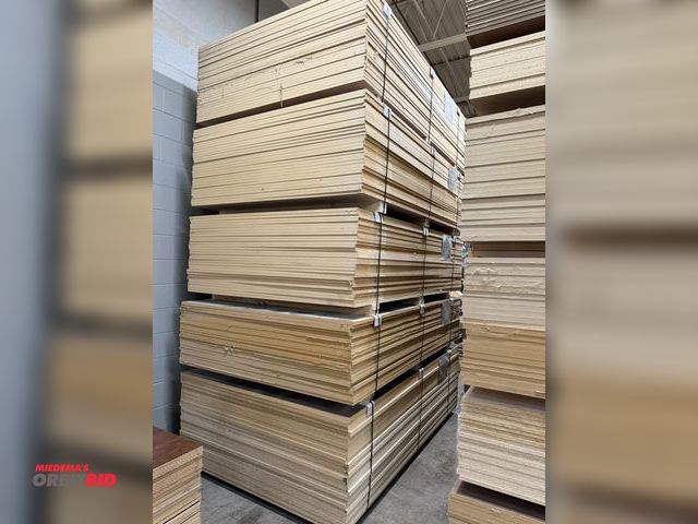 Lot 1-17427 - Lot of (5) bundles of MDF, and particle board, counts and details shown on tags in photos, winning b...