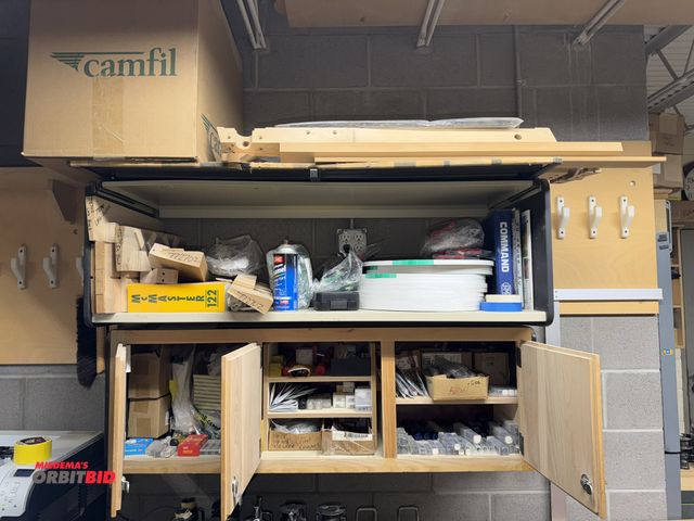 Lot 1-16394 - Entire content of cabinet shown in photo, includes various tooling (router bits, solid carbide spira...