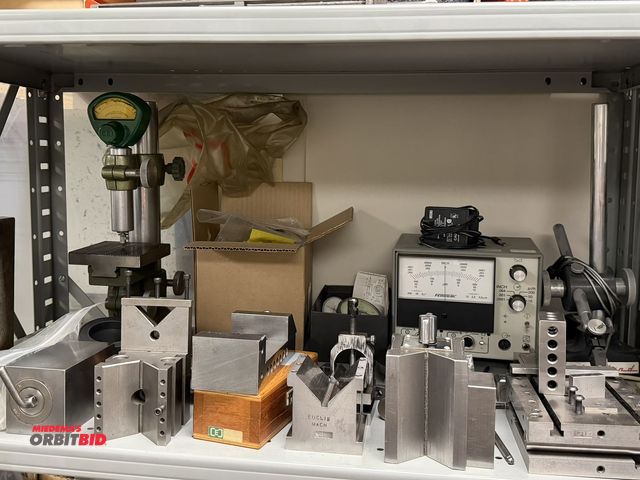 Lot 1-12540 - Entire content of shelf shown in photos, includes (1) CEJ .02005-.090 gauge block set with wood case...