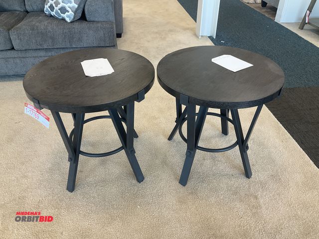 Lot 1-17169 - (2) Lane Home Furnishings round end tables. 24” in diameter by 23 1/2” tall