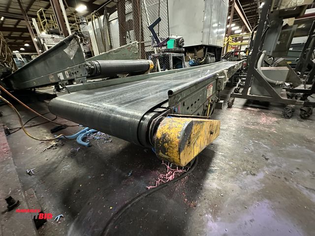Lot 1-14343 - (1) Hytrol approx. 23' long x 31" wide motorized belt over roller conveyor, approx. 12" high base an...
