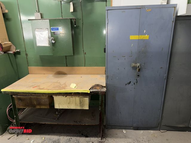 Lot 1-17208 - (1) 36" width x 78" height x 24" depth, 2-door steel cabinet with assorted cleaning supplies, and (1...