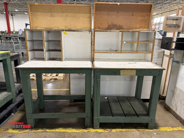 Lot 1-5229 - Set of (2) approx. 37.5" width x 38.5" height x 26.5" depth custom built, heavy duty wood framed wor...
