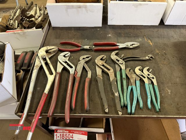 Lot 1-18505 - Lot of assorted channel lock pliers, (1) wire cutter, and pliers.