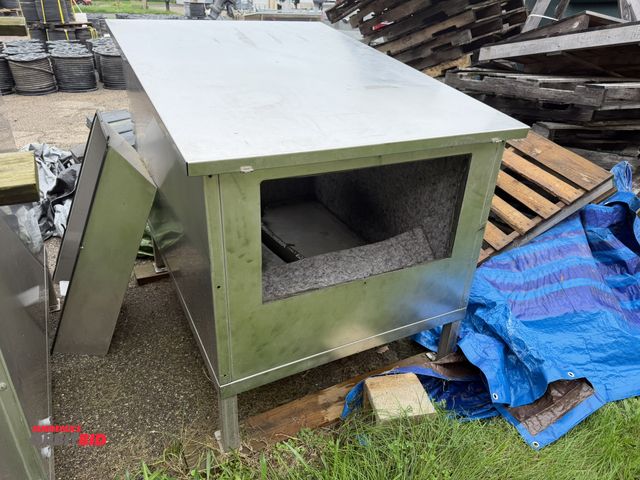 Lot 1-18783 - (1) 42" width x 36" height x 58" depth stainless steel enclosure on 10" legs, includes back cover no...