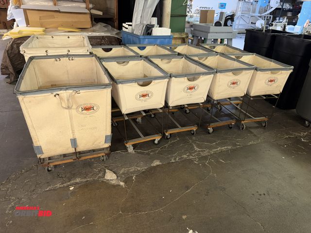 Lot 1-4841 - Lot of (8) Dandux 3-bushel canvas product carts, (1) Dandux 10-bushel canvas product cart, and (1) u...