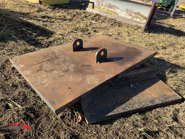 Lot 1-2902 - (1) heavy duty steel counter weight plate, 60" x 41" x 2 1/8" thick, with lifting hooks.