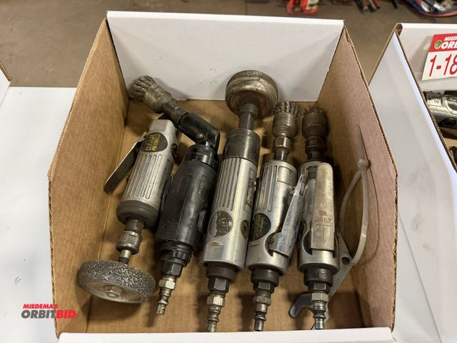 Lot 1-18475 - Lot including (3) Central Pneumatic, 1/4" die grinders, (1) Central Pneumatic, model unknown, air di...