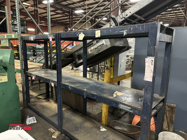 Lot 1-14384 - (1) Custom built 120" length x 72" height x 24" depth 3-tier steel rack