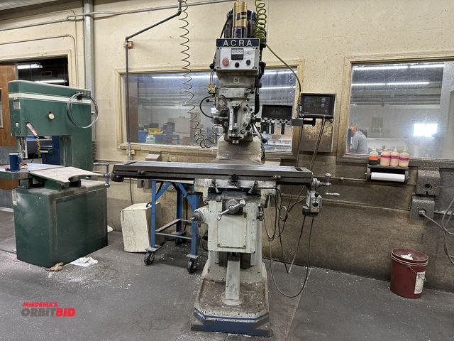 Lot 1-17671 - (1) 1996 Acra, model AM-3VAC, vertical milling machine, S/N 960085, Newall DRO unit, 54" x 10" T-slo...