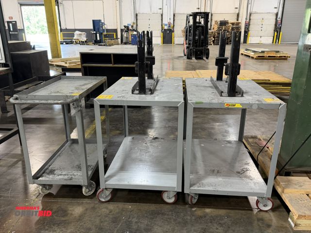 Lot 1-5402 - (2) Little Giant 36" length x 34" height x 24" depth steel shop carts, both with 24" heavy duty stee...
