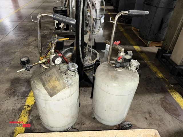 Lot 1-5351 - Lot of (2) Roughneck, approx. 5 gallon capacity portable air powered pressure tanks, 1 with hose/1 w...