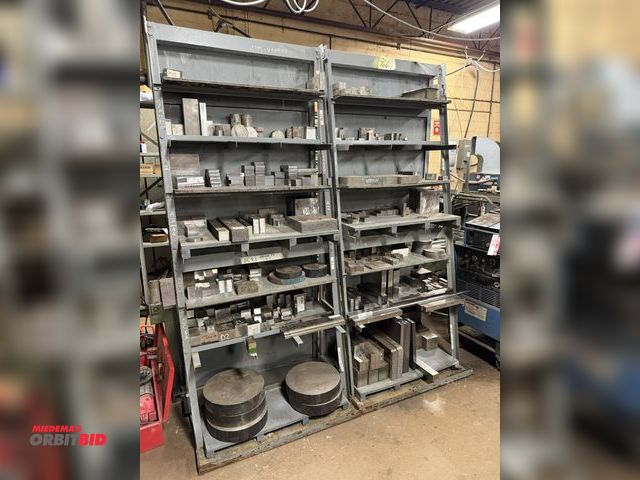 Lot 1-12469 - Lot of (2) 36" width x 85" height x 24" depth tapered A-frame racks with contents of assorted scrap ...