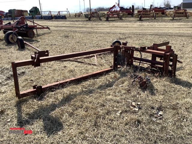 Lot 1-10427 - (1) unknown brand pallet fork attachment with mounting frame, forks are 42" length, unknown which mo...