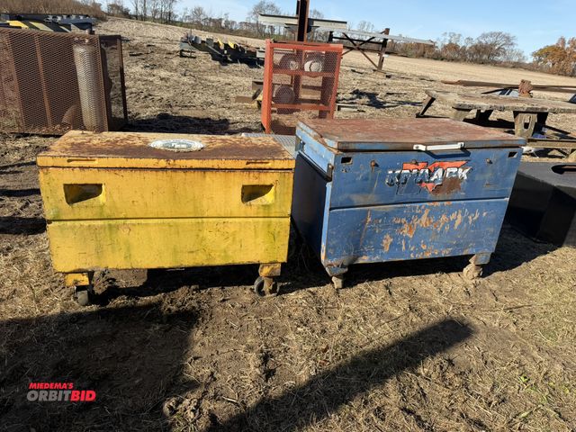 Lot 1-2931 - Lot of 2 Joboxes, includes (1) Knaack flip style, 48" wide (damage on top), includes contents of air...