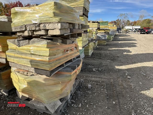 Lot 1-15787 - Lot of (3) skids of assorted rough cut pavers, sizes vary, most are approx. 16" long x 8" wide.