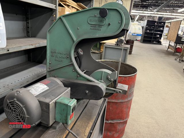 Lot 1-1819 - (1) Burr King, model 760, deburring machine with 2-drawer steel table.