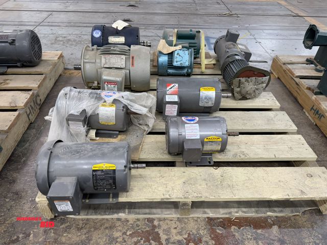 Lot 1-16798 - (1) skid of motors, some used/some unused, includes Leeson 3 HP, 208/230V, Toshiba 3-phase, 230/460V...