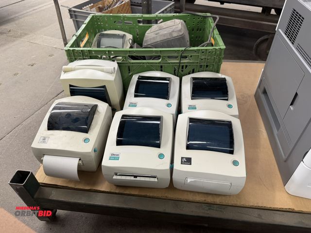 Lot 1-17563 - Lot of (6) E-Tron 2844 label printers, and (1) Zebra GC420D label printer.