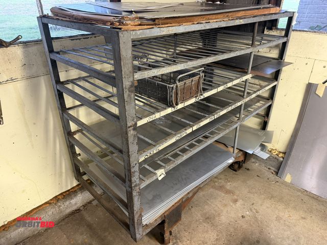Lot 1-18799 - (1) 64" length x 55.5" height x 28" depth, 6-tier metal storage cart with contents.