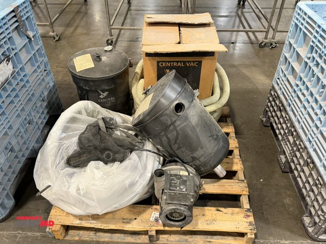 Lot 1-5414 - (1) skid of assorted Central Vac components, includes (2) model CVS-16, 120V/1435 watt motorized vac...