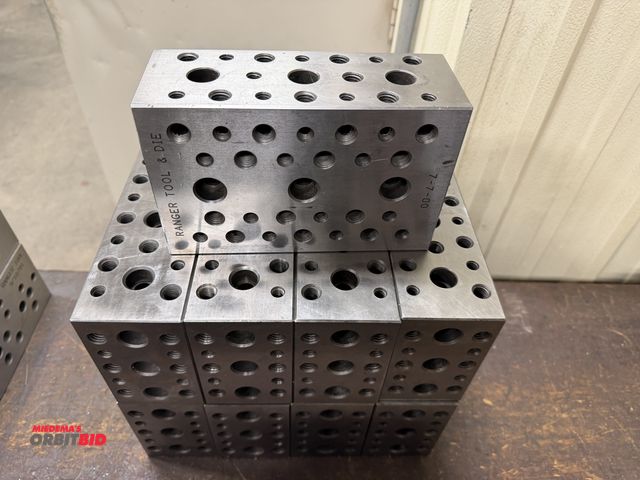Lot 1-1890 - Lot of (9) 8" x 5" x 3" blocks with threaded holes.