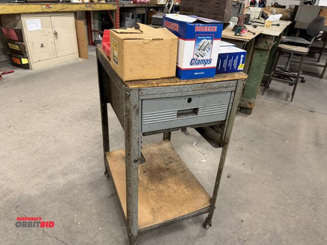 Lot 1-1976 - (1) 24" length x 35.5" height x 18" depth, Hallowell 2-tier steel cart with single drawer (set up fo...