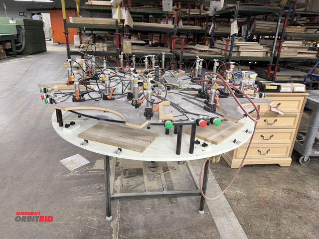 Lot 1-16493 - (1) overlay clamp pediment pneumatic carrousel, poly and acrylic top, approx. 65" diameter, winning ...