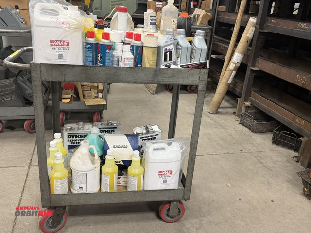 Lot 1-2004 - (1) Little Giant 30" length x 36" height x 18" depth, 2-tier steel shop cart with contents, includin...