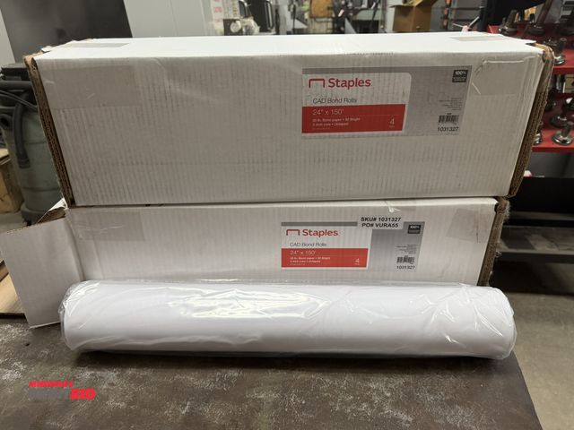 Lot 1-2062 - Lot of (5) 24" x 150' x 2" core 20 lb. Cad Bond untaped rolls of Cad paper.