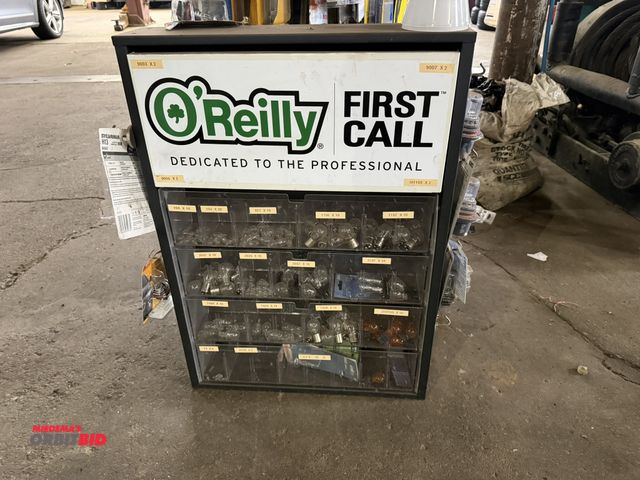 Lot 1-1183 - (1) 19" width x 27" height x 4" depth wall mounted vehicle light bulb display with assorted light bu...