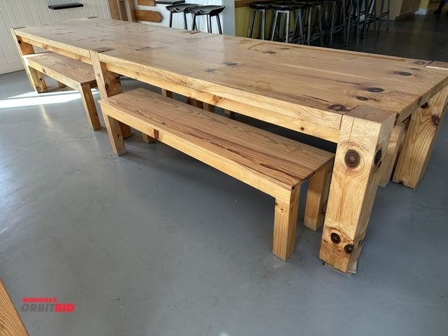 Lot 1-14551 - (1) Goebel &amp; Company solid wood 174" length x 30.5" height x 42" depth dining table with 2.5" th...